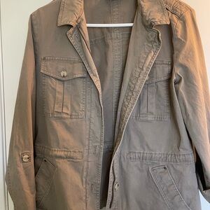 Liz Claiborne Utility Cargo Style jacket brown taupe excellent size Medium